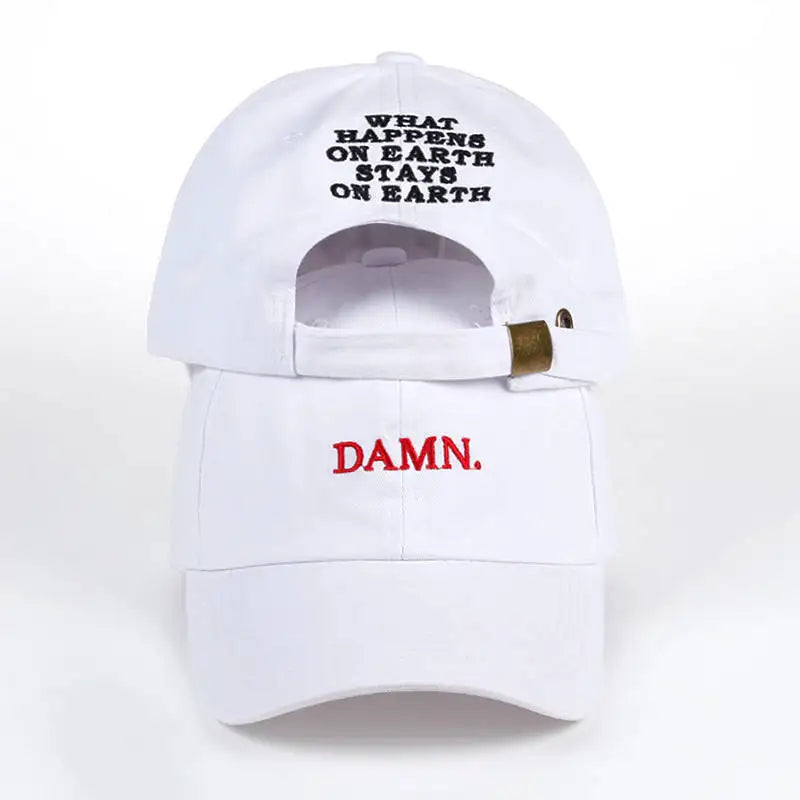 DAMN Hats for Men and Woman Embroidered Dad Hat Hip Hop Stitched Kendrick Lamar Unstructured Rapper Snapback Baseball Cap Gorras