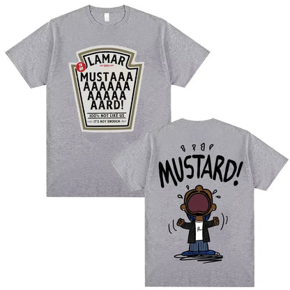 Kendrick Lamar Mustard T Shirts Unisex Harajuku Hip Hop Short Sleeve Popular Music T Shirt Men's Casual Cotton Oversized T-shirt