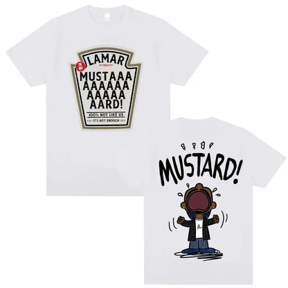 Kendrick Lamar Mustard T Shirts Unisex Harajuku Hip Hop Short Sleeve Popular Music T Shirt Men's Casual Cotton Oversized T-shirt