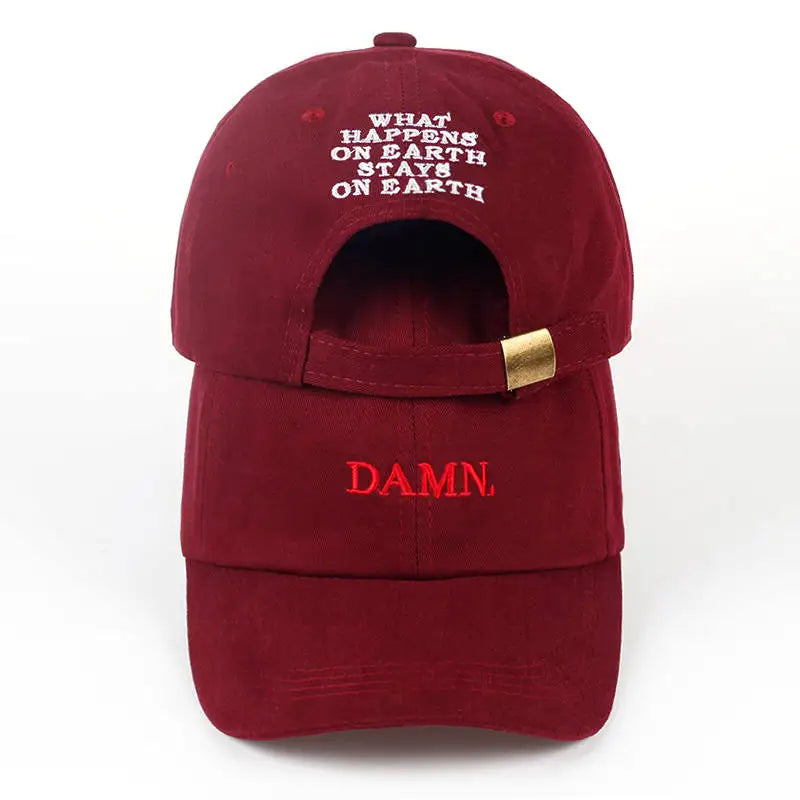 DAMN Hats for Men and Woman Embroidered Dad Hat Hip Hop Stitched Kendrick Lamar Unstructured Rapper Snapback Baseball Cap Gorras